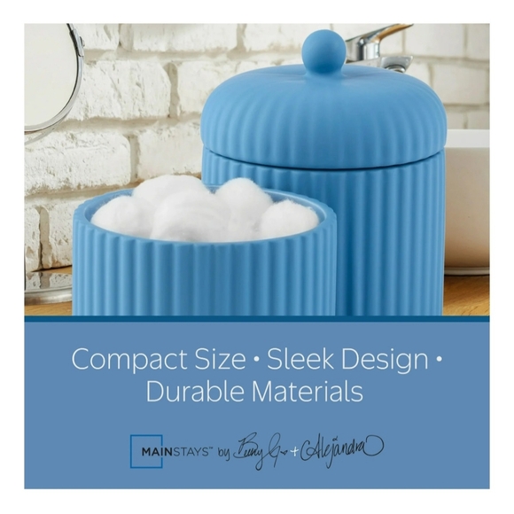 MAINSTAYS By Becky G. & Alejandra Blue 3-Piece Stacked Bathroom Canisters - Picture 3 of 7